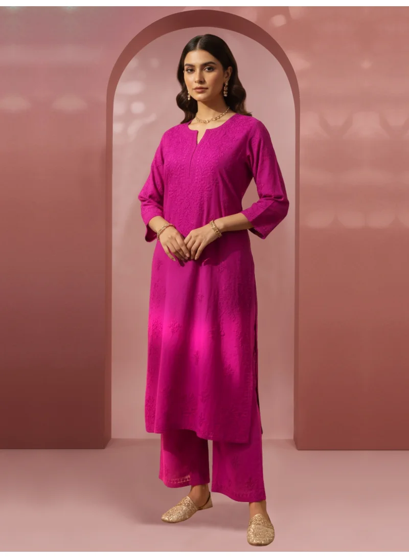 Alaya AL4106KS Women Hand Embroidered Chikankari Chanderi Kurta Set-AL4106KS for Women | Best Price UAE